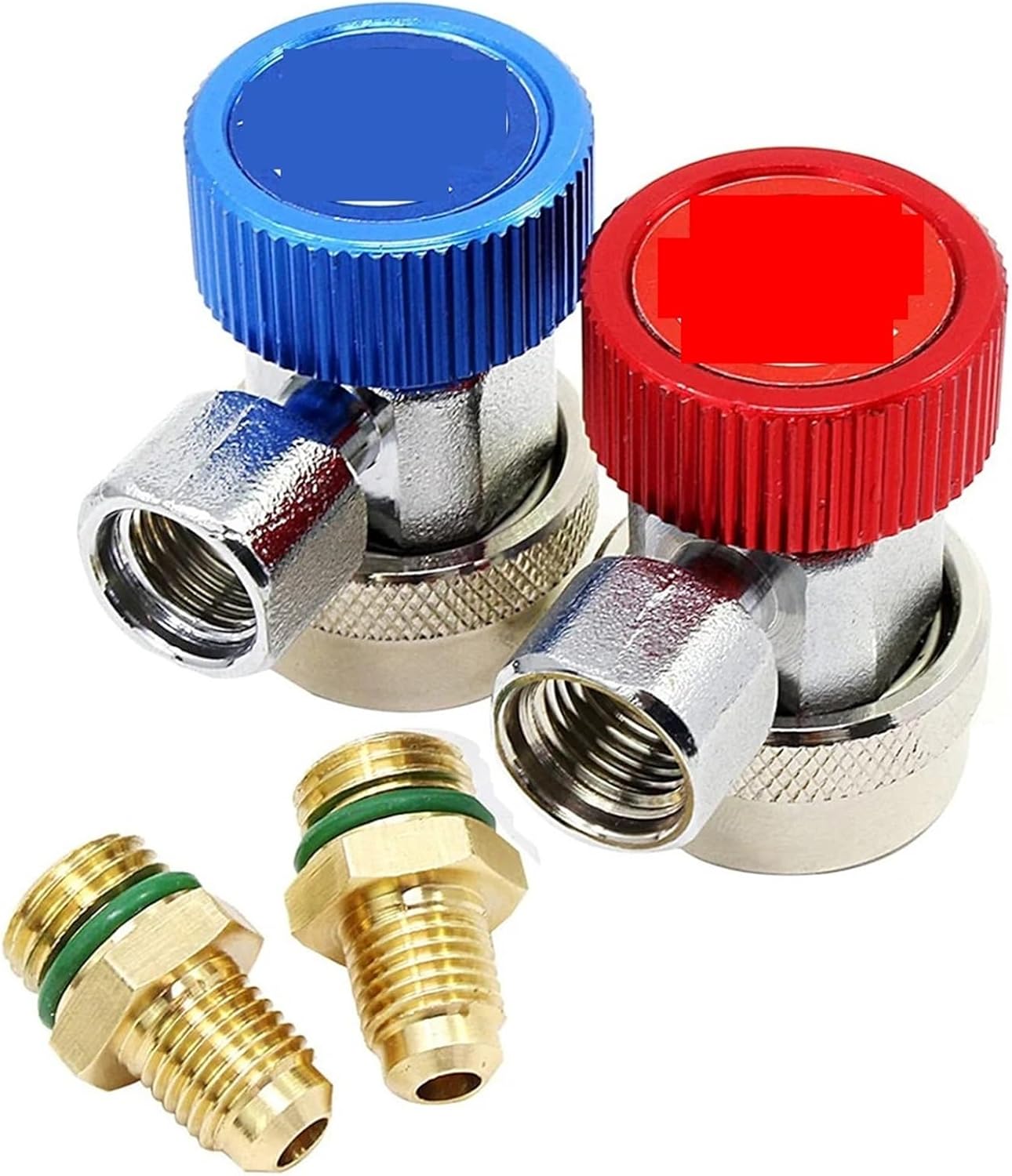 Quick Coupler Adapter 1pair R134A Car Air Condition Quick Coupler Copper H/L Manifold Connector Adapter Air Conditioning Parts for Car Ac System Evacuation Recharging