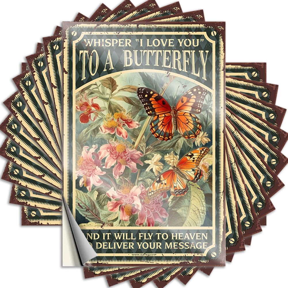 Fzfn Colour Stickers Funny Outdoor Decor Custom Stickers, Cover Waterproof Whisper I Love You A Butterfly Butterfly Poster For Hydro Flask | Feminist Vinyl Decals For Inside Holiday Gift(6X9cm)