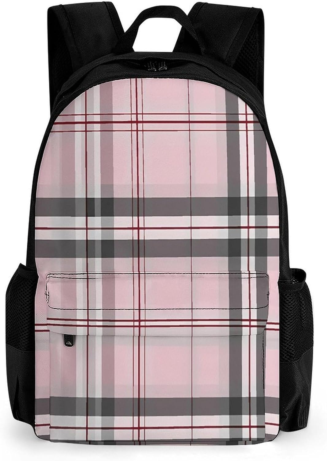 Burgundy Tartan Plaid Backpack Lightweight Backpacks Work Bag