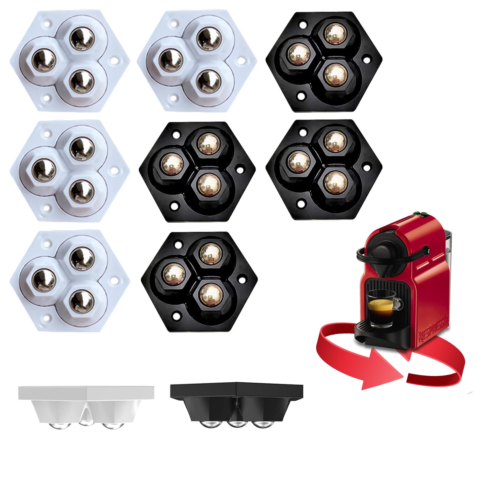 self Adhesive Caster Wheels - Wheels for Furniture Set of 8 | 360 Degree Swivel Wheels Furniture Sliders for Kitchen Appliances, Storage Boxes, and