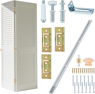 Bifold Closet Door Hardware Kit with 36" Tracks (1 × 36"), Lashow Complete Set for 2 Doors with Brackets, Pivots & Guide Wheels, for Bi-fold Closet Door Hardware Used.
