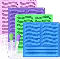 Vista 1 de Moldes de gusanos de goma de silicona de 0.2 fl oz, 0.4 onzas, 4 moldes de gusanos grandes de silicona antiadherente para caramelos de chocolate
