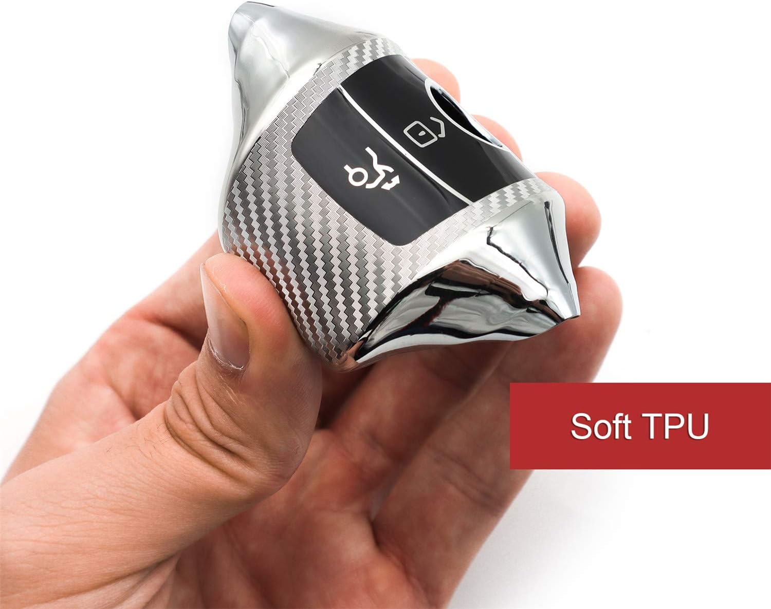 Soft TPU Carbon Fiber Pattern Car Key Fob Cover for Mercedes-Benz image 5