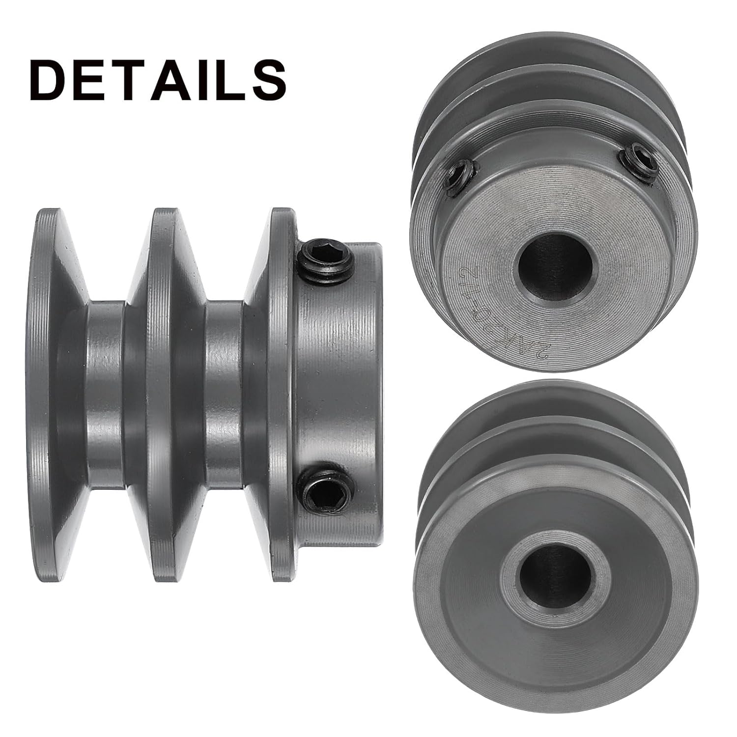 uxcell 2AK20-1/2 V-Belt Sheave 1/2"Bore 2"OD Double Groove Web Sheave Bored-to-Size Sheave, Cast Iron, Belt Section for 4L or A Belt