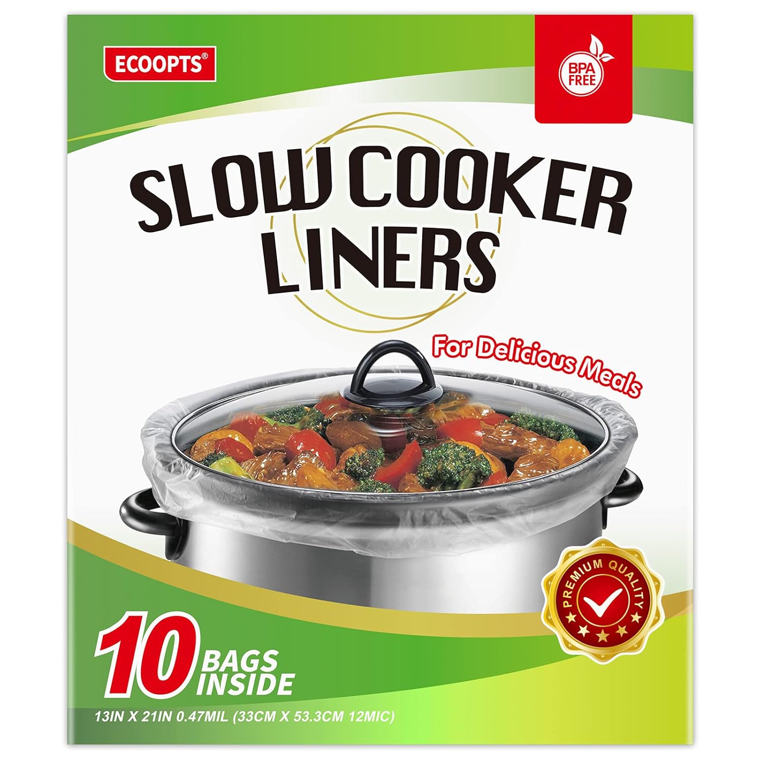 ECOOPTS Slow Cooker Liners Disposable Cooking Bags Large Size Pot Liners Fit 4QT to 8 5QT Suitable for