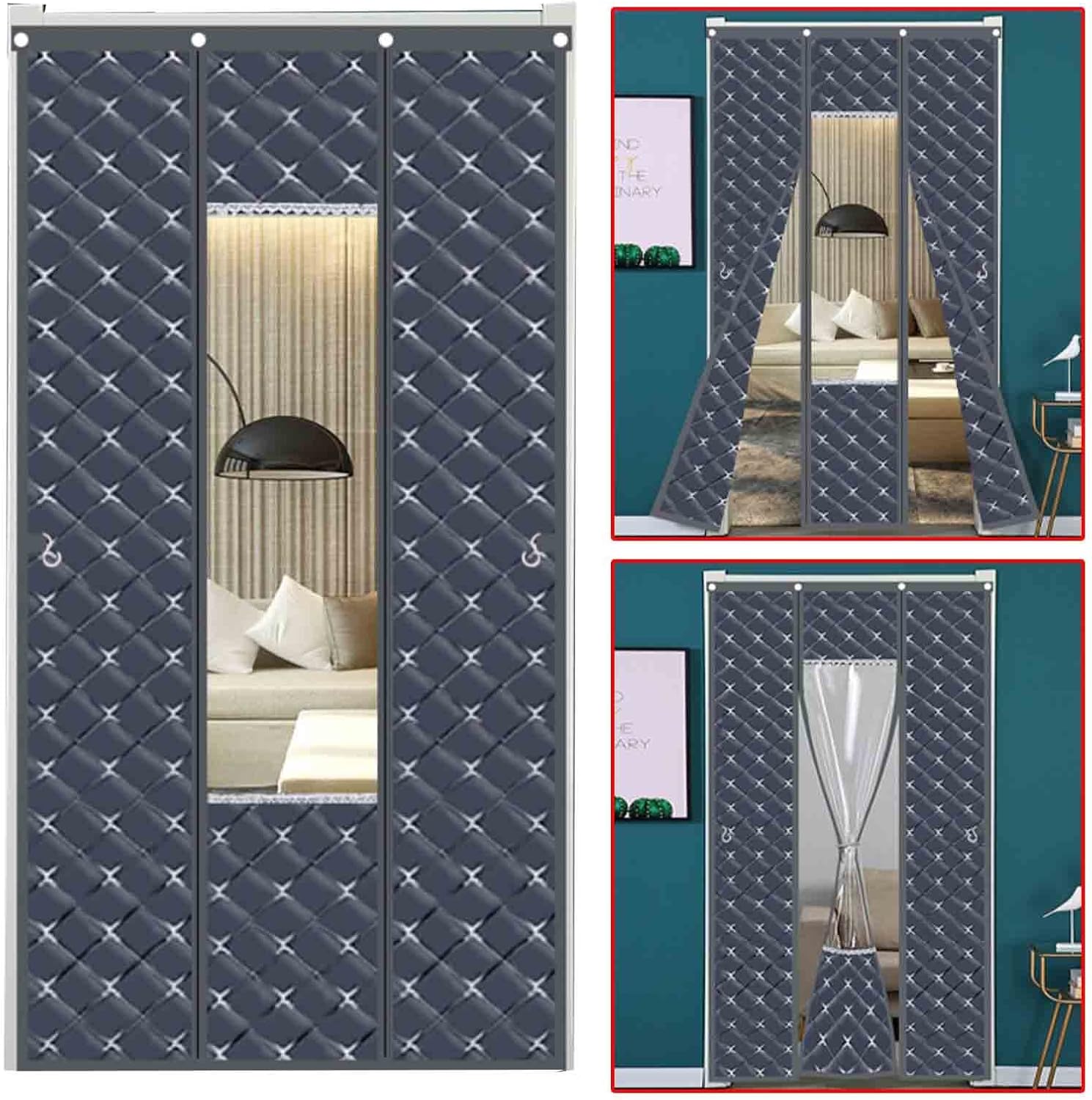 Thermal Insulated Door Curtain With W30xH120cm Clear Windows Thermal Insulated Door