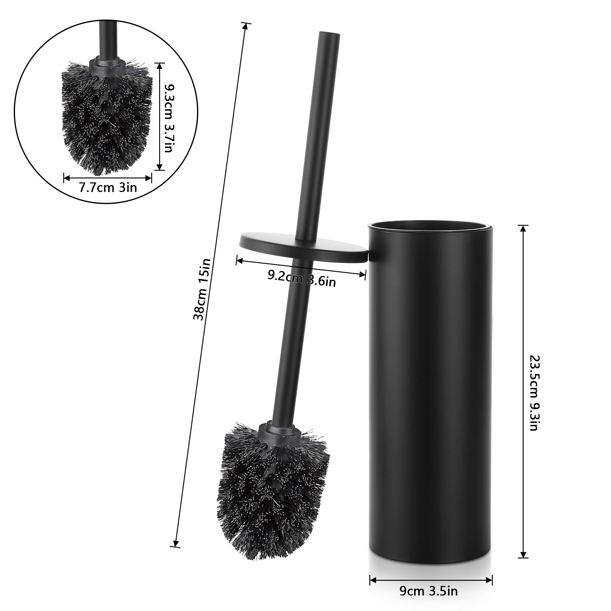 Escobillas de Baño Escobilla WC Escobillero Baño Toilet Brush Piacaba Casa de Banho con Mango y Base de Acero Inoxidable, Negro