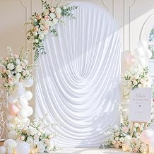 White Draped Arch Covers 6ft Wedding Arch Backdrop Cover White Arch Covers Stretchy Backdrop Balloon Arch Backdrop for Birthday Graduation Baby Shower Photography Bridal Shower Party Decorations