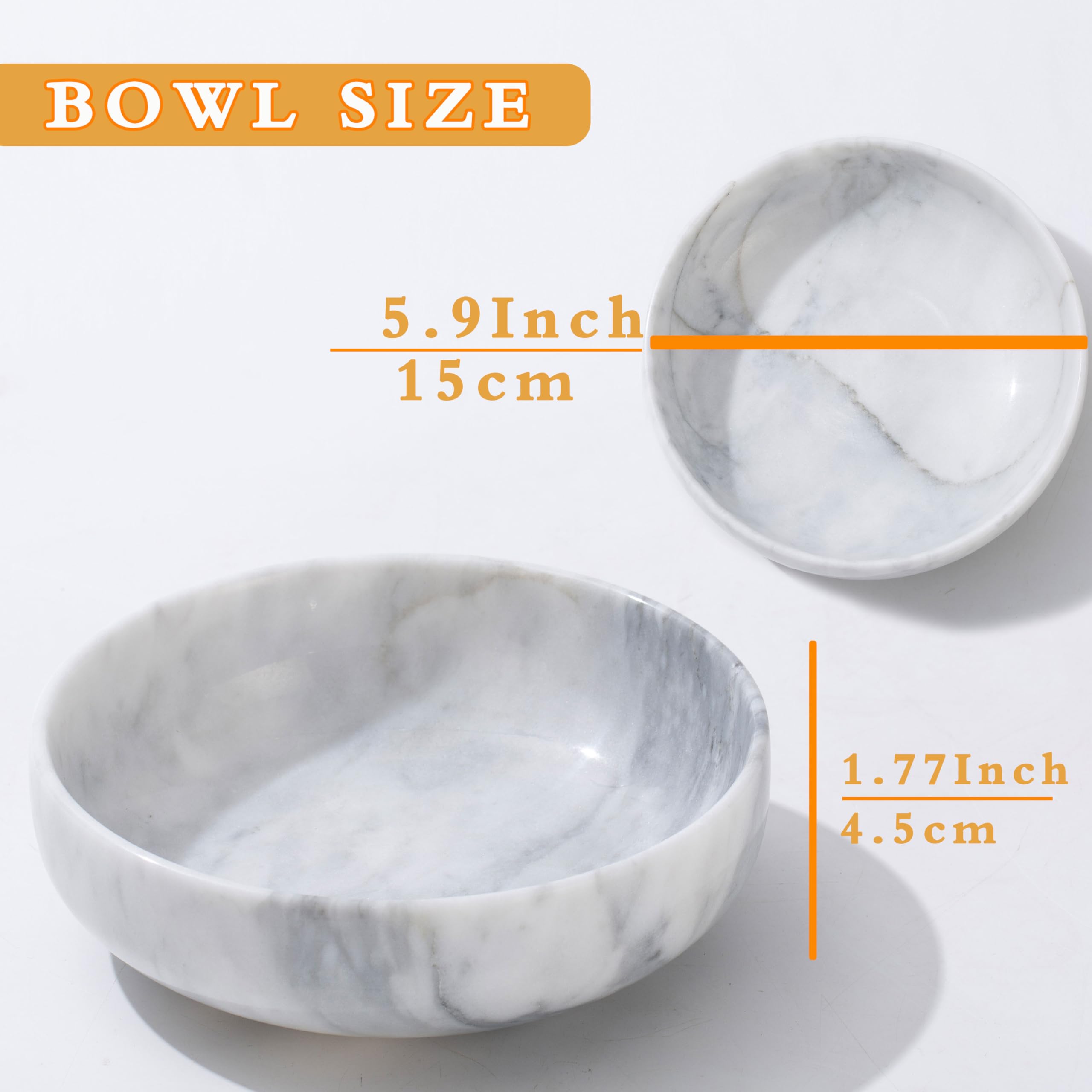 CM CHIC MONDAY Candy Dish, Marble Candy Bowl for Office Desk, Hard