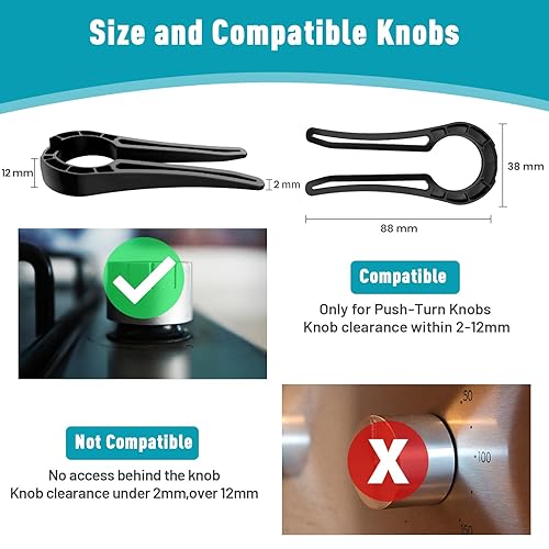 Miniatura 3 de Cerraduras de estufa de seguridad para niños, paquete de 5 cerraduras de perilla de estufa con tamaño universal, cerraduras de perillas de estufa de