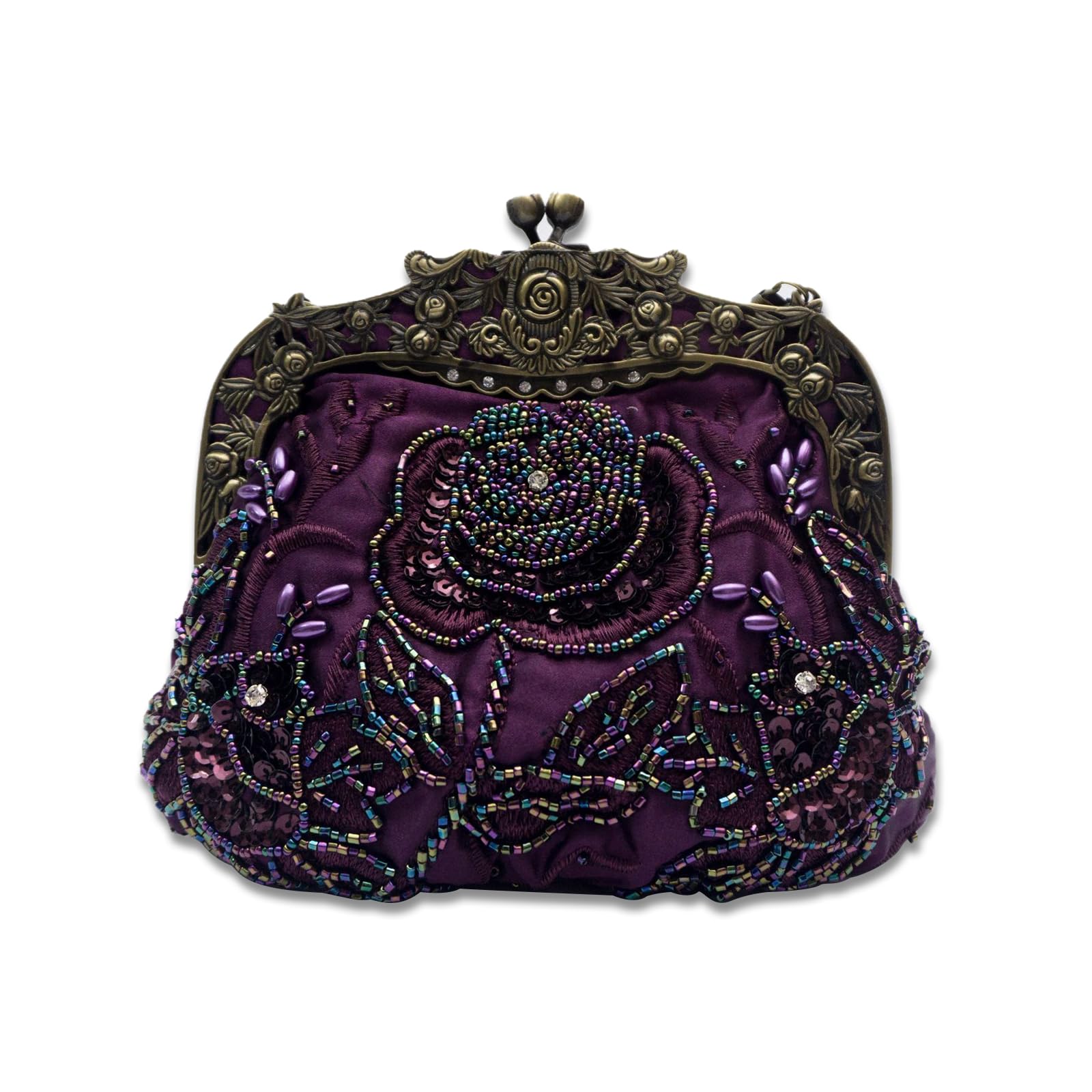 CORIOS Vintage 1920s Beaded Evening Bag Pearl Clutch Bag for Women Bridal Wedding Purse Sequin Rhinestone Handbag