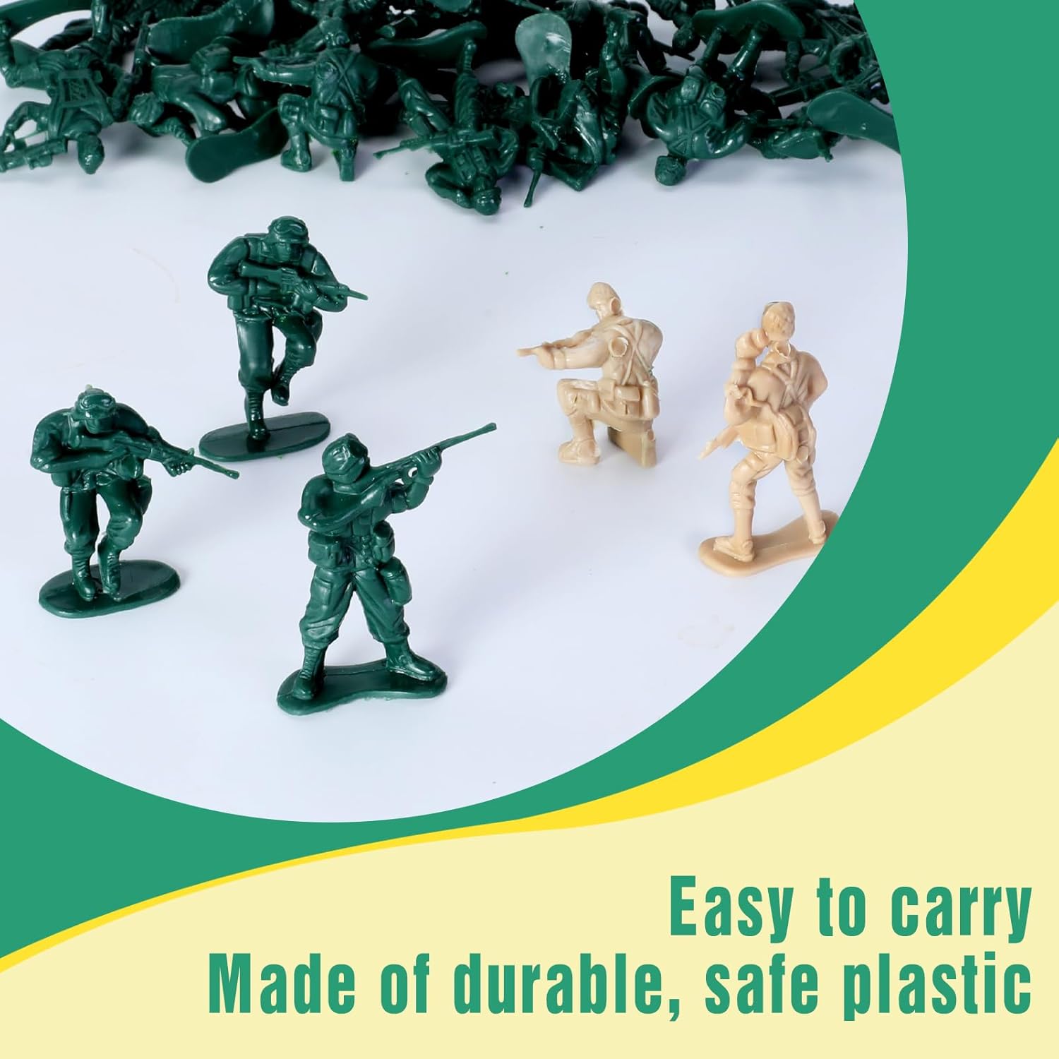200PCS Army Men Toy Soldiers, Plastic Army Men Action Figures, 10 Poses Yellow and Green Soldiers Playset for Boys Birthday Gift