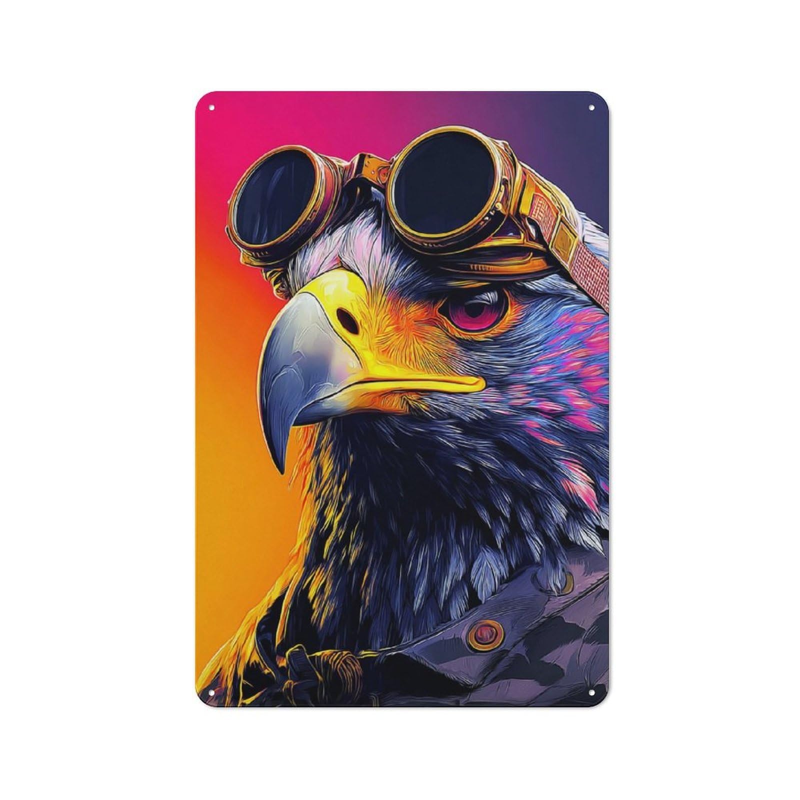 Old Style Eagle with Aviator Goggles Vintage Metal Sign 30x20cm, Bar Wall Plaque for Pub, Home Bar, Shed Or Man Cave