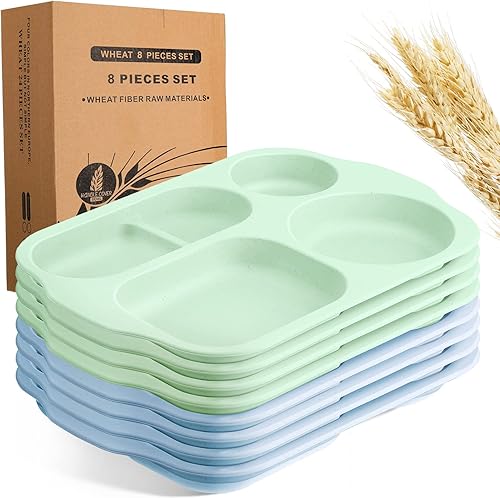 Vesici Juego de 8 platos divididos irrompibles de 12 pulgadas, bandeja para microondas, lavavajillas, platos ligeros, vajilla irrompible para cocina Vesici Juego de 8 platos divididos irrompibles de 12 pulgadas, bandeja para microondas, lavavajillas, platos ligeros, vajilla irrompible para cocina