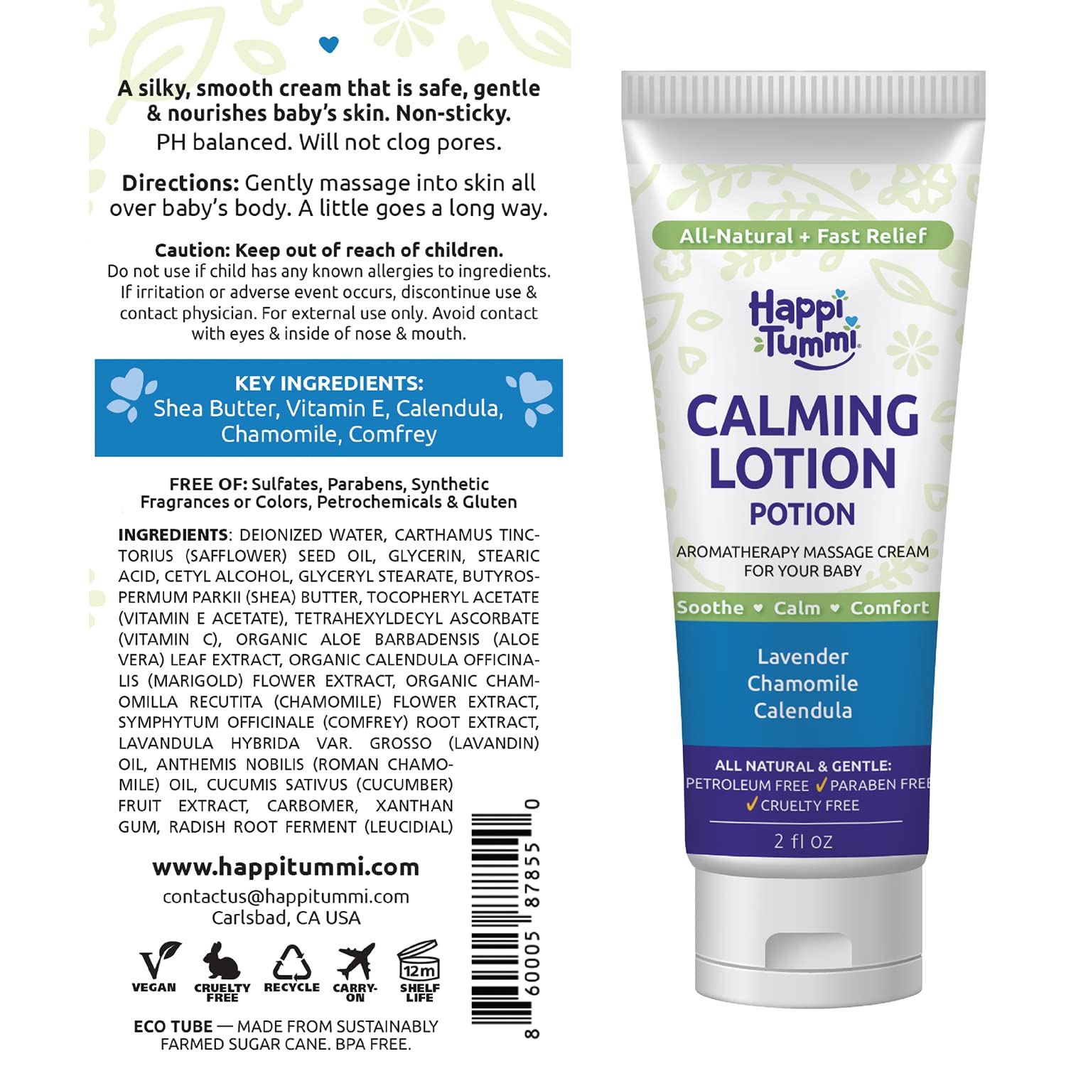 Happi Tummi Natural Organic Diaper Rash and Calming Baby Massage Lotion Potion Bundle : Baby
