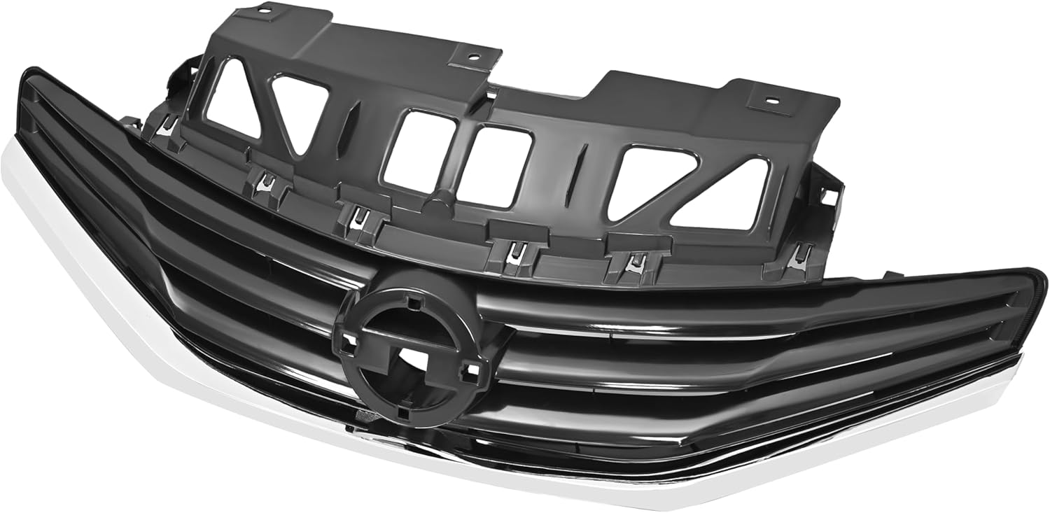 HECASA Grille Compatible with 2014-2016 Nissan Versa Note Replacement for 623103VY0A NI1200257 Front Bumper Upper Grill Plastic(ABS) Chrome Black+Silvery