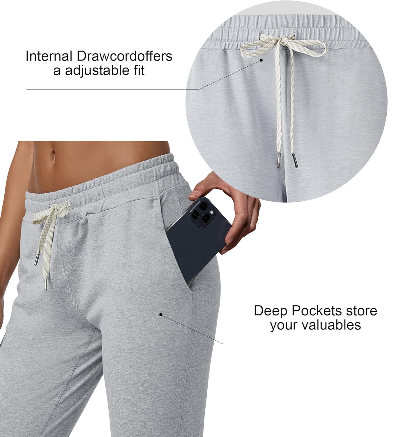 Fioboc Velou Performance Jogger for Women Soft Workout Sweatpants with Pocket XS-2XL - Image 3