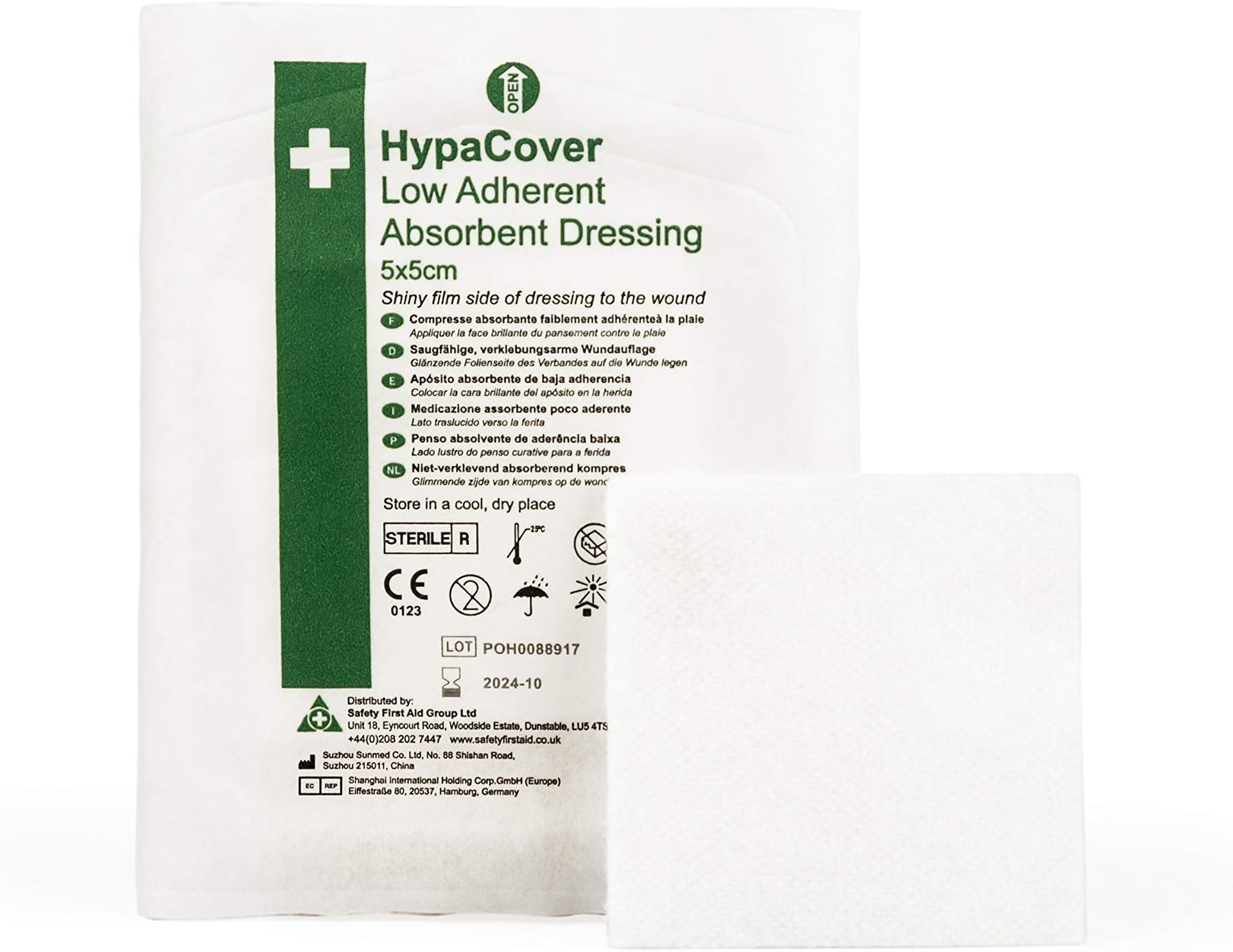 HypaCover Low Adherent Absorbent Wound Dressing 5 x 5 cm (Pack of 10)