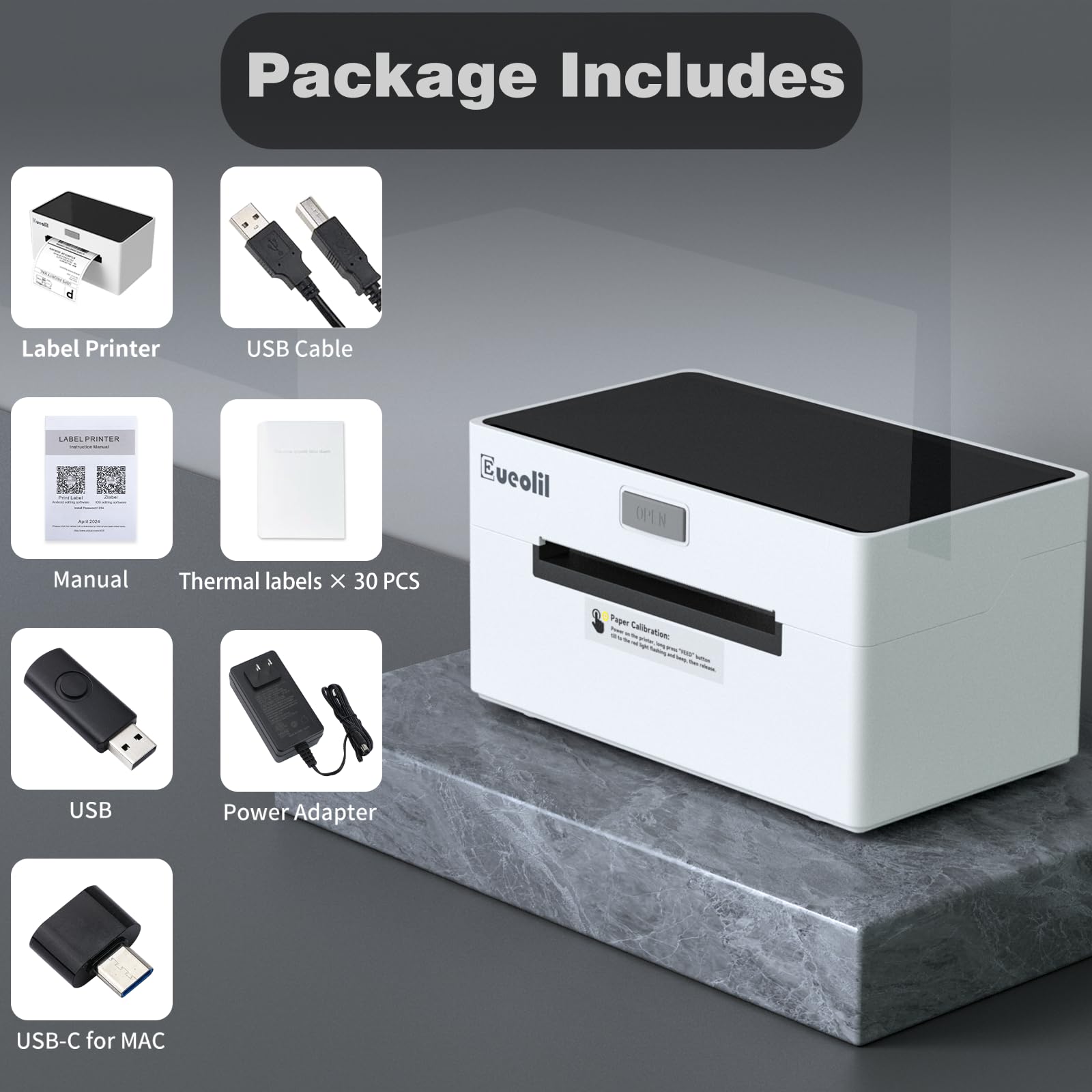 Thermo-Bluetooth-Etikettendrucker kompatibel mit Android, iPhone, Windows und Mac; maximale Unterstützung für Thermoetikettenpapier 4 x 6, weit verbreitet für Zuhause und im Büro