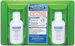 FirstAidOnly PhysiciansCare Wall-Mountable Eyewash Station with 2x16oz Sterile Eye Wash Bottles - Emergency Eye Flush
