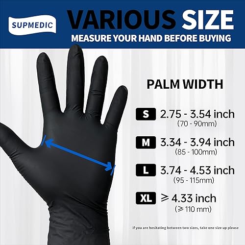 Miniatura 7 de Medical Soft Max - Guantes desechables de nitrilo negro, 100 unidades, sin látex y sin polvo, seguros para alimentos, para examen de preparación de