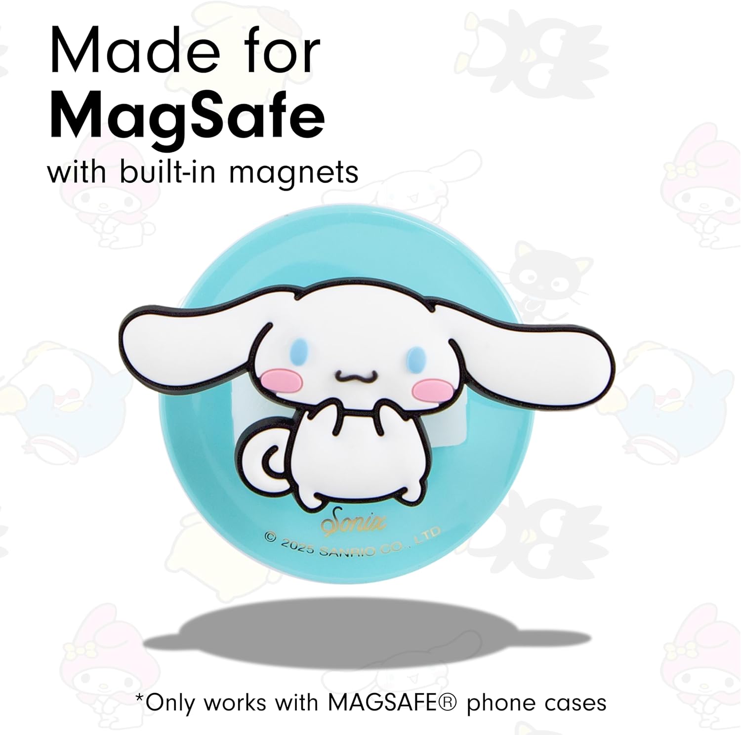 Sonix x Sanrio Magnetic Phone Grip, MagSafe Silicone Ring Loop Grip - Detachable Holder for Hand, Soft MagSafe Grip | Light Blue, Baby Blue | Cinnamoroll