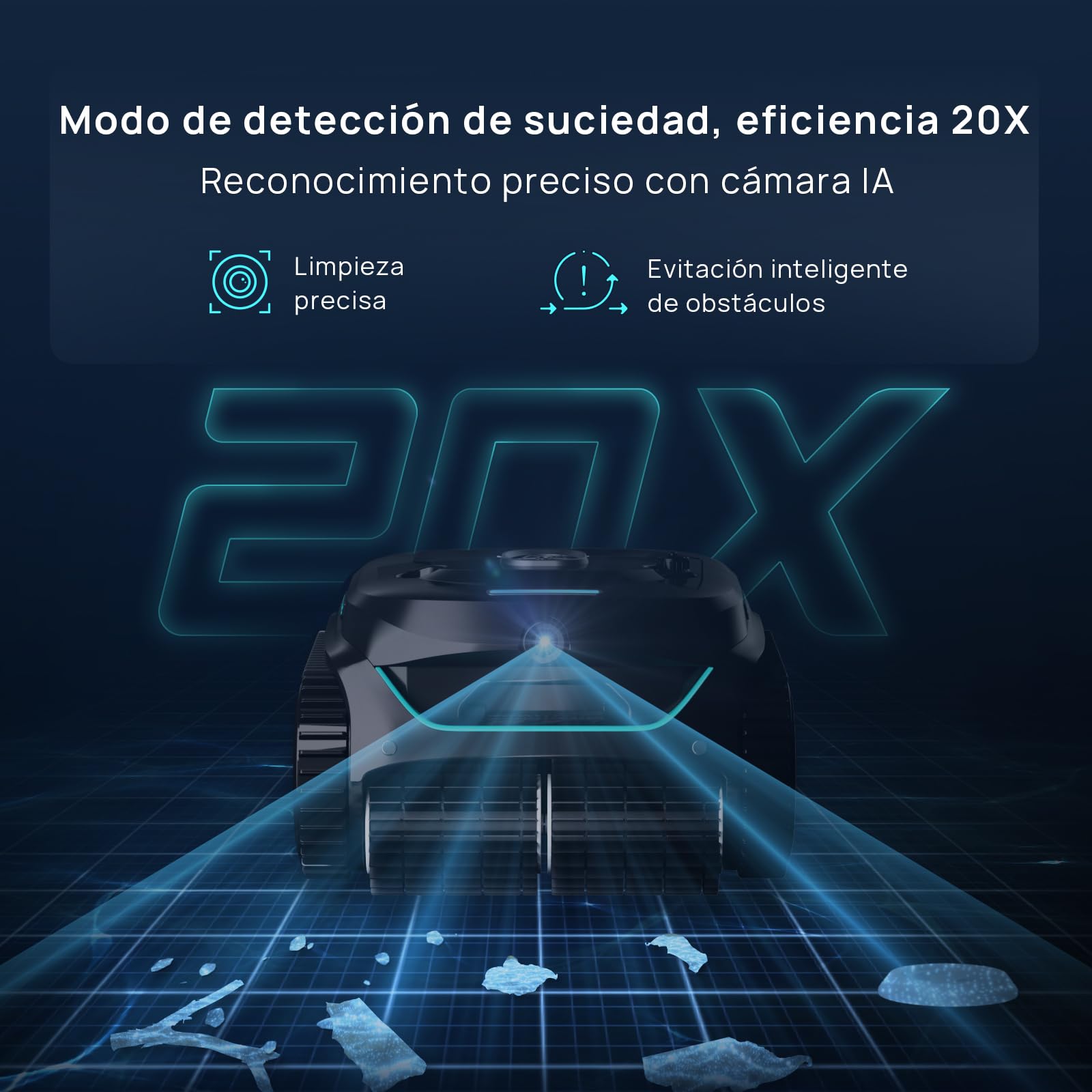 WYBOT (Modelo) Robot Piscina C2 Vision-A inalámbrico con cámara IA, filtración Ultrafina, Alta succión, Limpieza de Fondo/Paredes y línea de Agua, navegación Inteligente – Negro y Verde Intenso