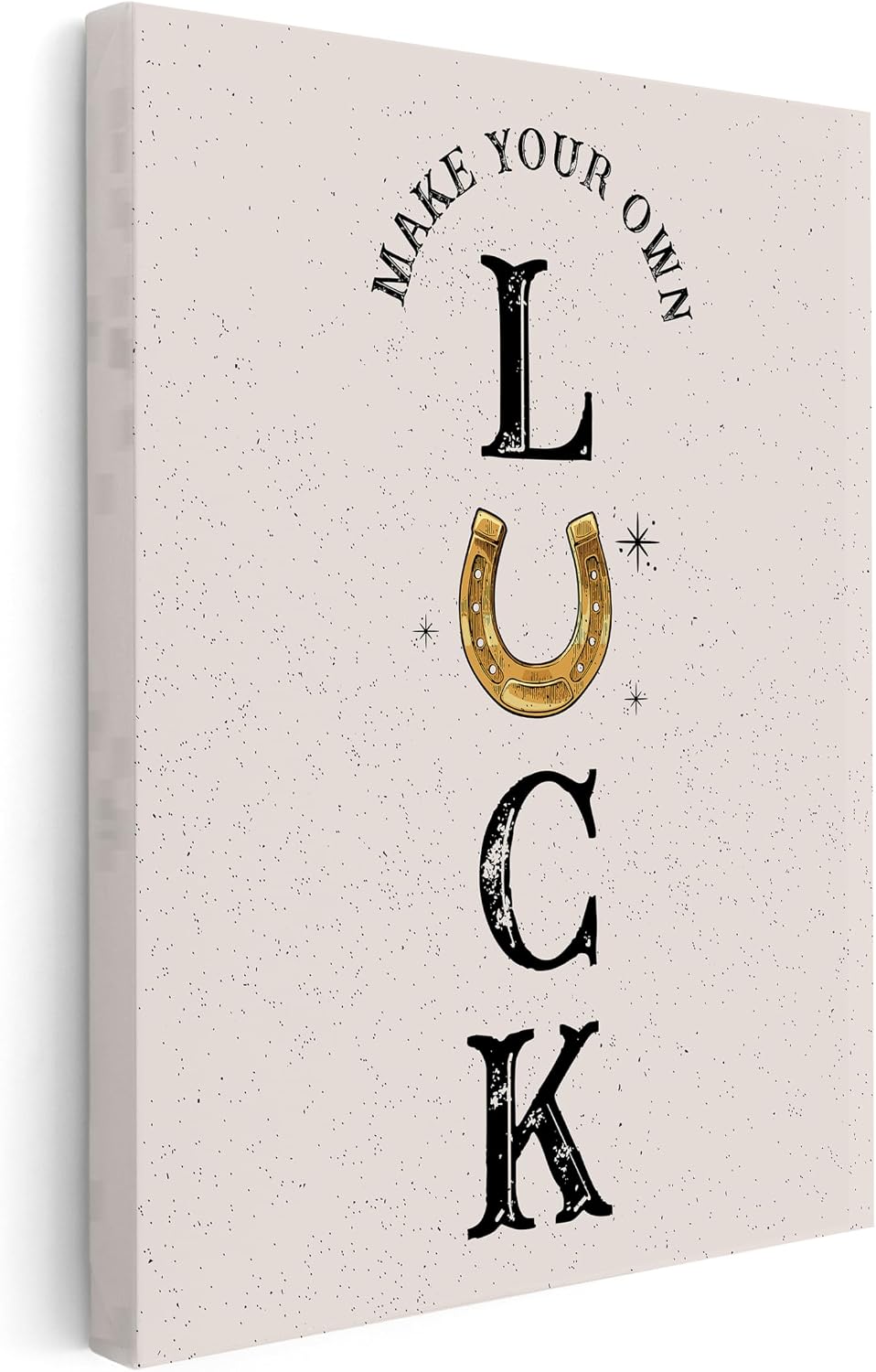 Poster Master Make Your Own Luck Canvas - Retro Horseshoe Print - Wild West & Western Art - Trendy Gift for Men & Women - Minimal Wall Decor for Office or Living Room - 8x10 STRETCHED Canvas