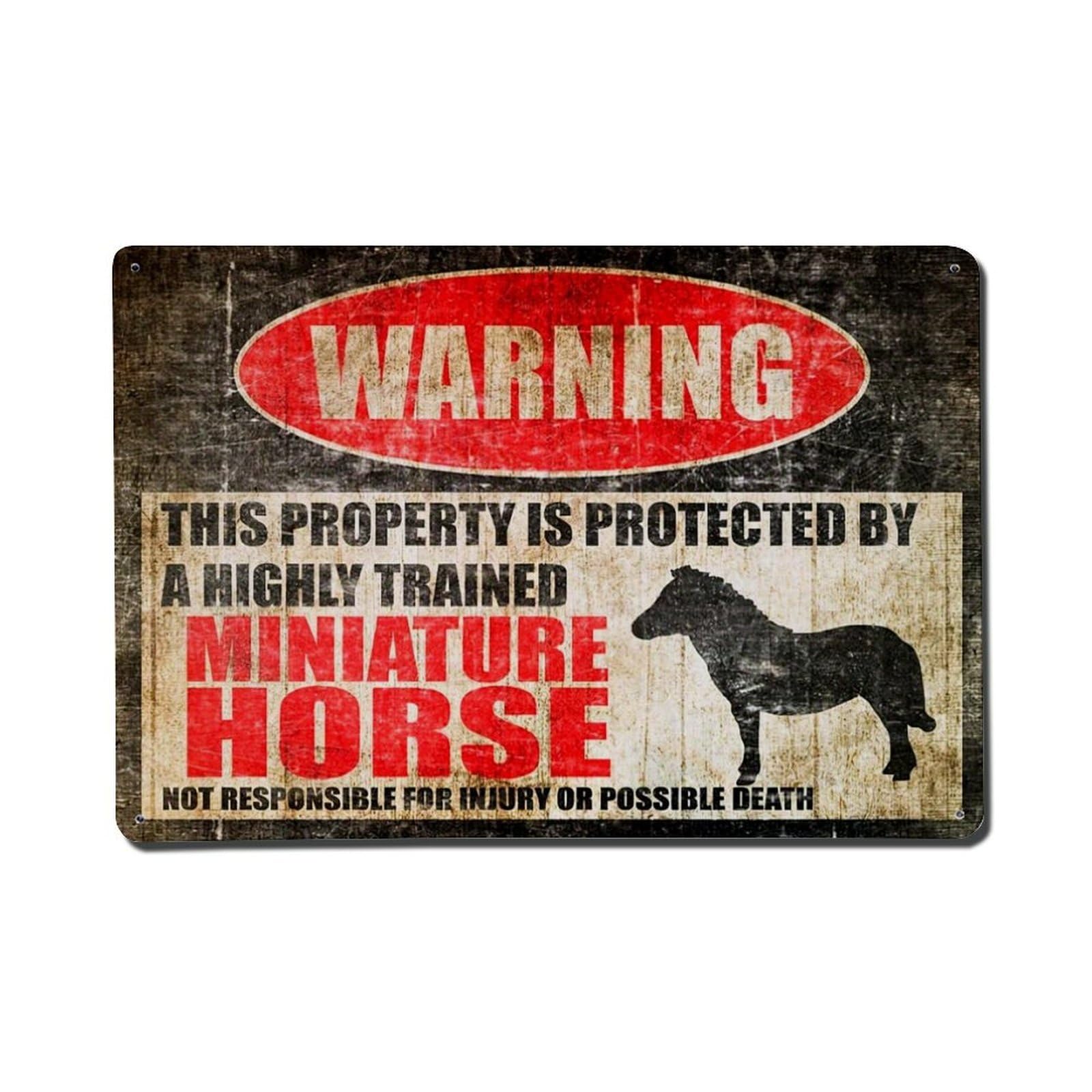 Warning Sign With Horse Silhouette Tin Sign Metal Poster Vintage Metal Signs for Home Man Cave Bar Cafe Kitchen laundry room Wall Decorations Gift 8x12Inch