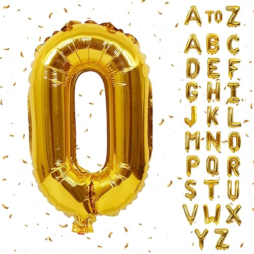 Biapian Globos de letras de 40 pulgadas, globo dorado de letra O grande, 1 pieza de globo gigante de aluminio de aluminio O individual para