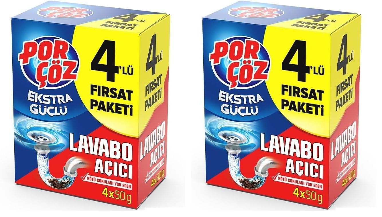 Porçöz Lavabo Açıcı Granül 4 x 50 gr 2li paket