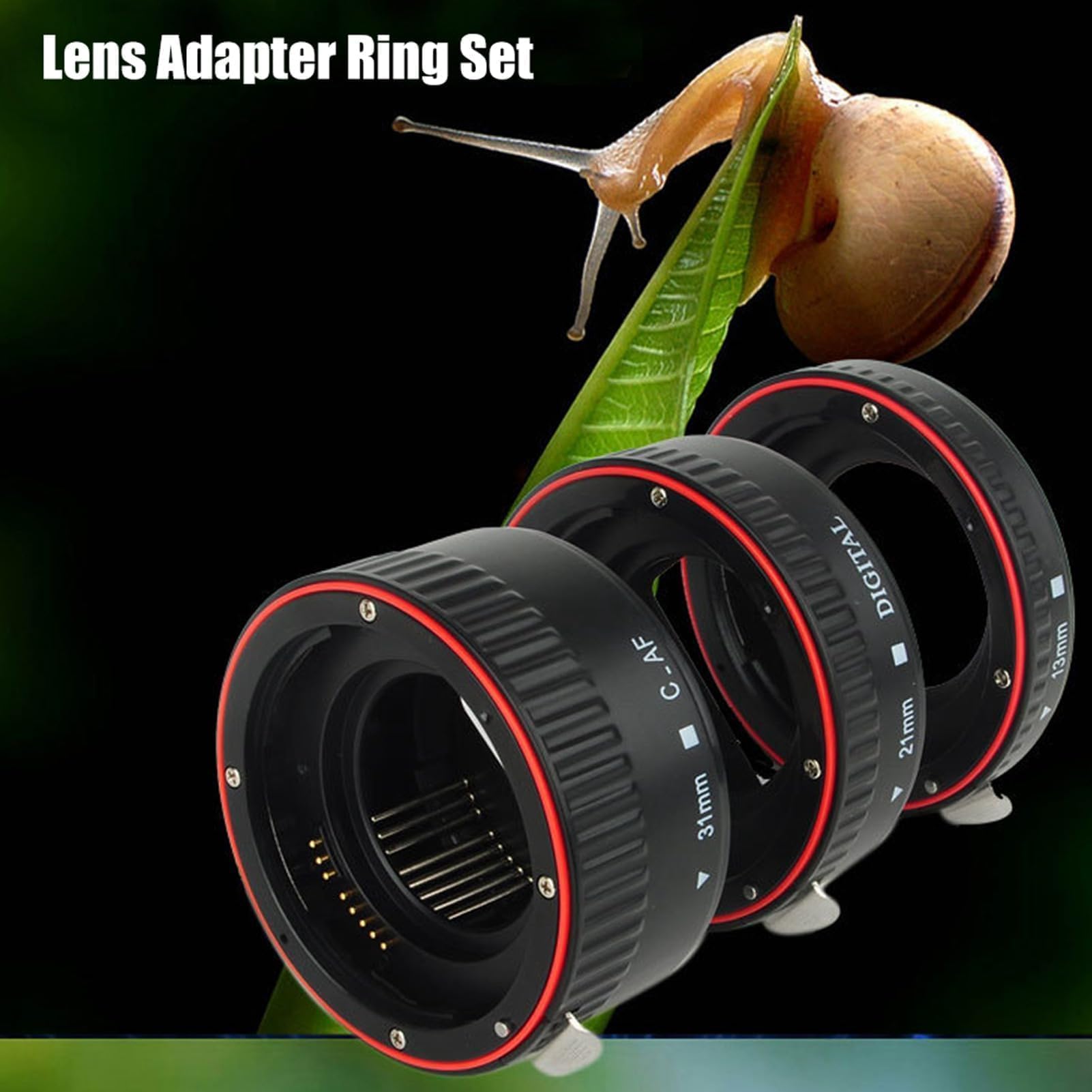 Agatige Tubo di Prolunga Macro Messa a Fuoco Automatica, Anelli Adattatori Obiettivo Tubo di Prolunga Macro Messa a Fuoco Automatica, Adatto per EF Mount, Accessori per Macchine fotografiche