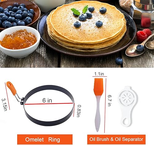 Miniatura 2 de 8 anillos de huevo redondos y cuadrados de 4 pulgadas para freír huevos, anillos de acero inoxidable antiadherentes para plancha, anillo de