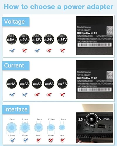 Miniatura 7 de Aclorol Fuente de alimentación de 5V 2A AC 100-240V a DC Adaptador de corriente de conmutación DC 5Volt 2A 10W Convertidor de alimentación universal