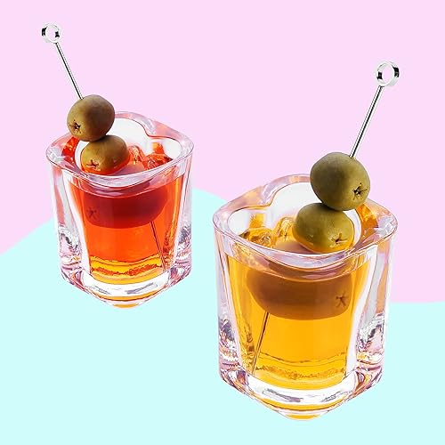 Miniatura 3 de Vasos de chupito de base pesada de 2 onzas, juegos de 6 chupitos de tequila transparentes en forma de corazón, tiro cuadrado, vaso de chupito de