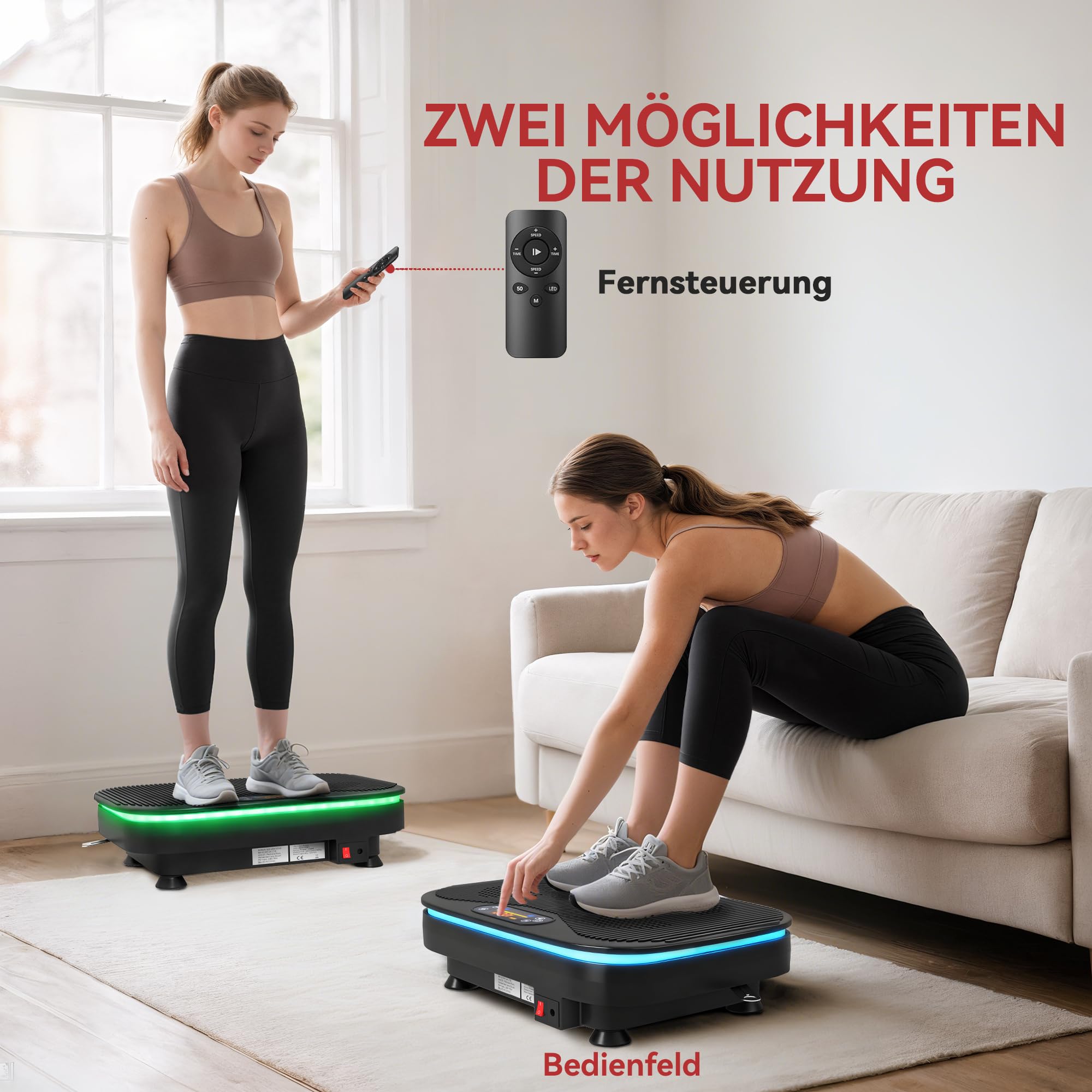 SPORTNOW Vibrationsplatte Rüttelplatte mit 99 Intensitätsstufen 3 Vorprogramm Lichtern Bluetooth Widerstandsbänder Kompakt Vibrationsgerät Vibrationstrainer für Muskelaufbau Ganzkörpertraining