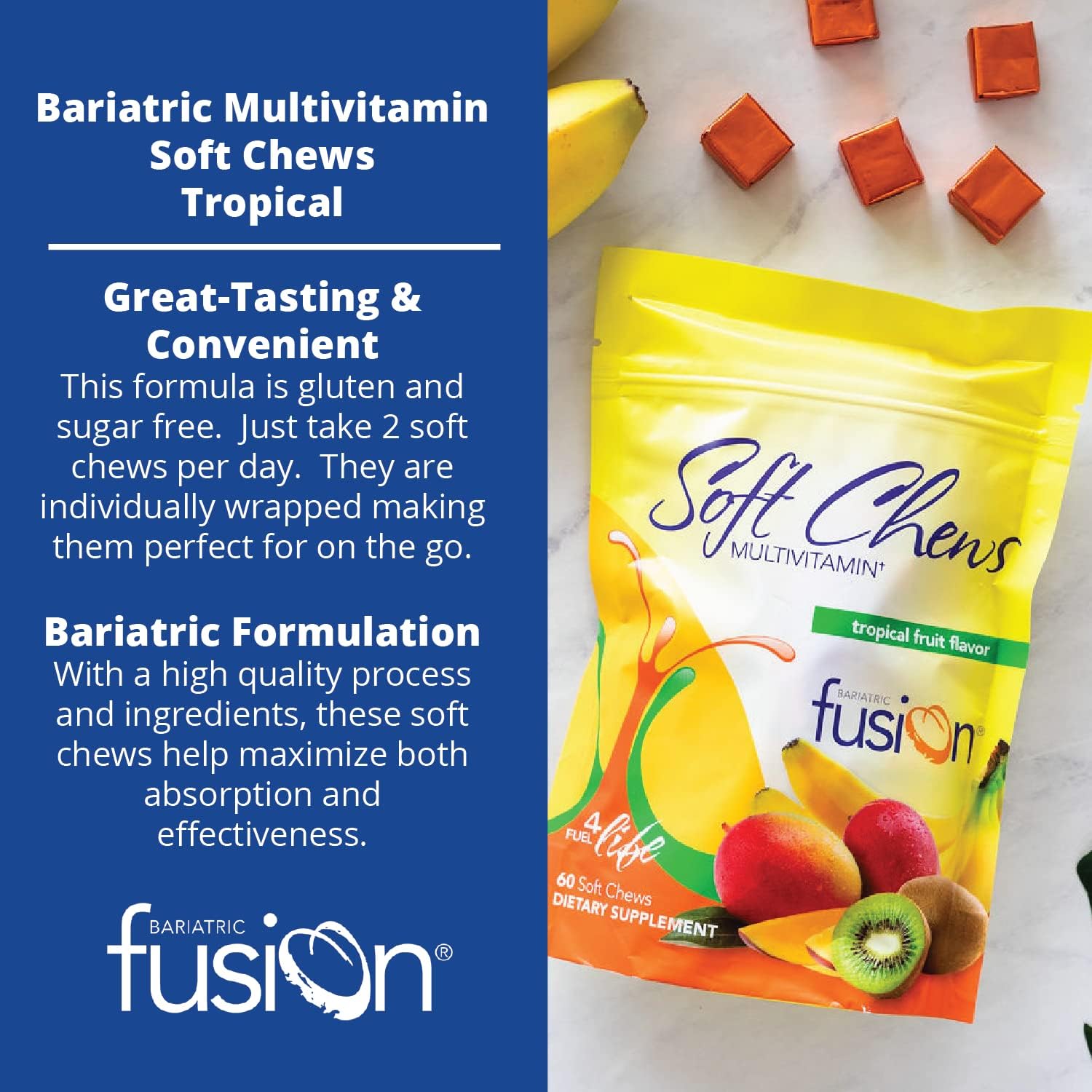 Buy Bariatric Fusion Bariatric Multivitamin Soft Chew Tropical Fruit Flavor Chewy for Post