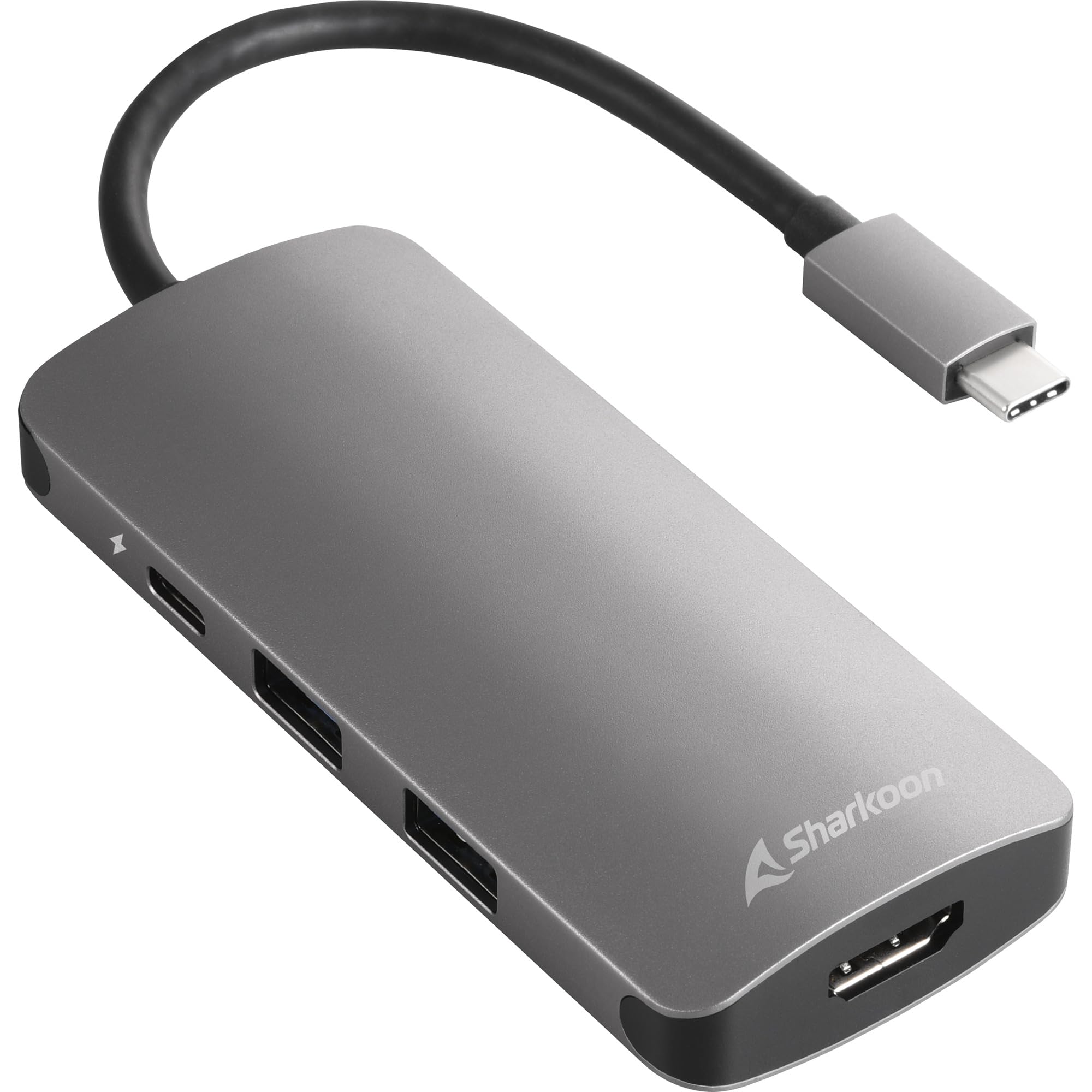 Sharkoon USB 3.0 Type C Multiport Adapter - Adaptador HUB USB, Gris Oscuro
