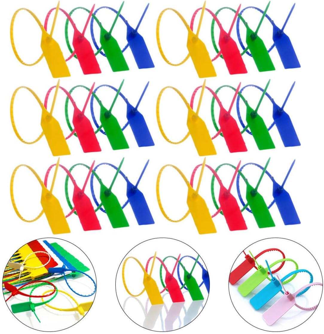 100pcs Plastic Tamper Proof Security Seals Self-Locking Pull Tags for Container Logistics Packaging Anti-Theft Shipping Seal Random Color