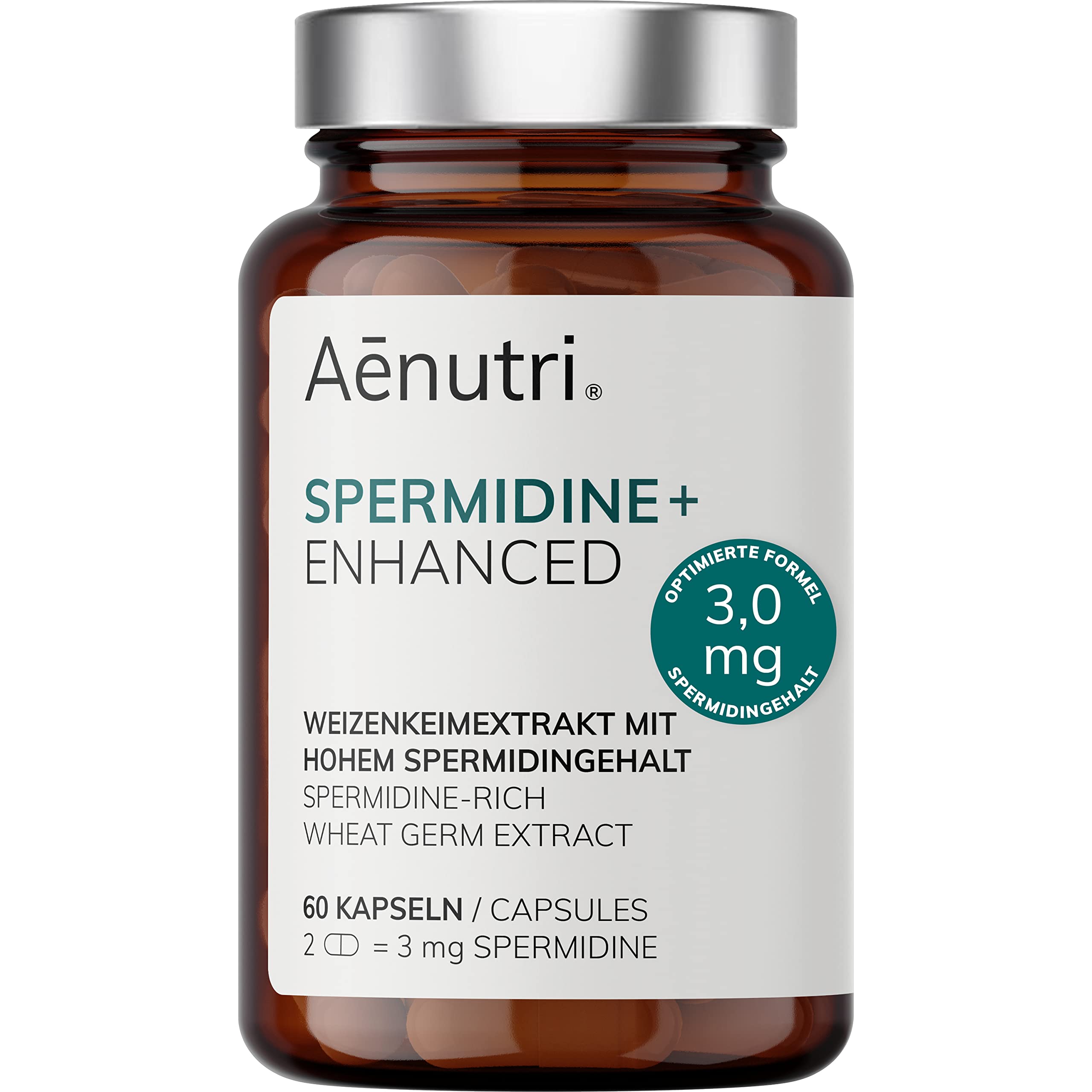 NEU: SPERMIDIN Enhanced 120 Kapseln hochdosiert | 3,0 mg pro Tagesdosis, optimierte Formel mit Zink | Weizenkeimextrakt mit hohem Spermidingehalt | Laborgeprüfte Qualität aus DE
