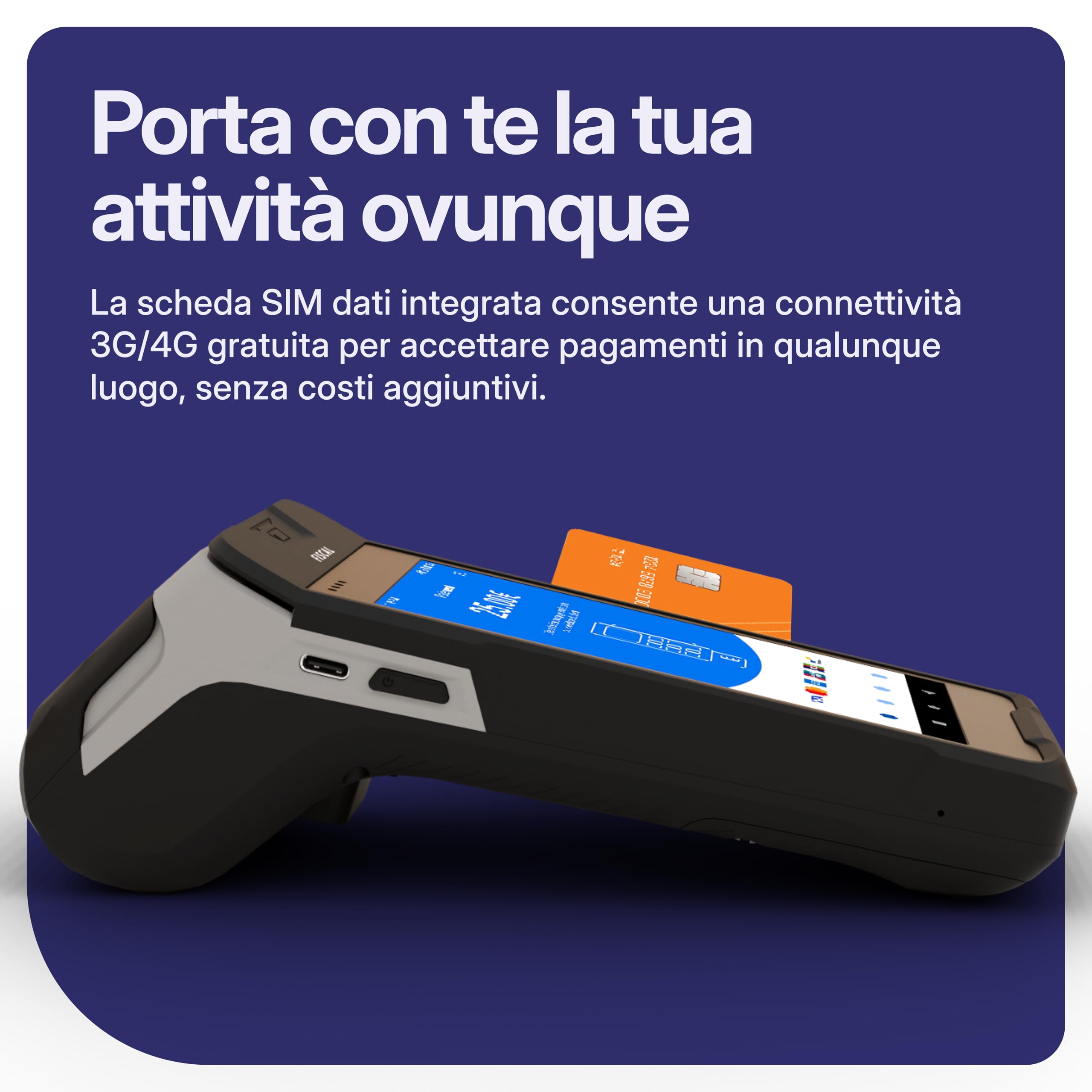 Carbon - Resistente Terminale di Pagamento Smart con Stampante | Android 9.0 | Resistente alla Polvere, Agli Urti e all'Acqua