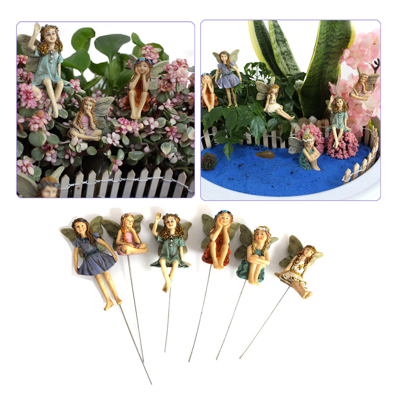 Miniatures Fées pour Jardin - Figurines et Accessoires en Résine pour Décoration Extérieur et Intérieur - 6 Pièces