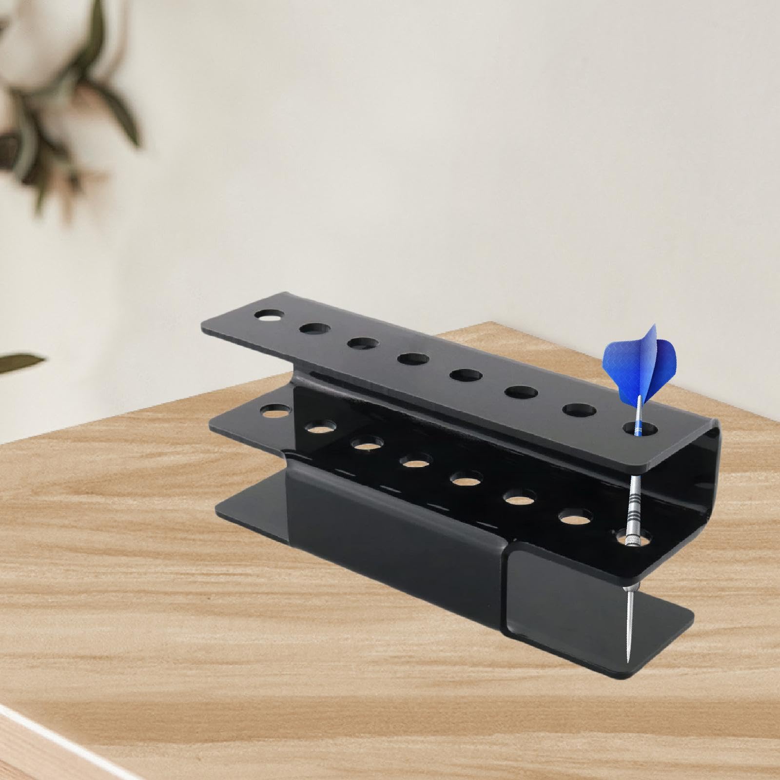 Vaveren Dart Holder Dart Board Shelf Portable Wall Mounted Desktop Training 8 Holes Acrylic Indoor Dart Rack for Home Use Garage Wall, black