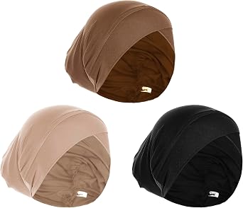 3 Pcs Womens Muslim Under Scarf Hijab Cap Stretch Sleep Hair Turban Head Wraps Bonnet Chemo Cap Beanie Hat Headwear