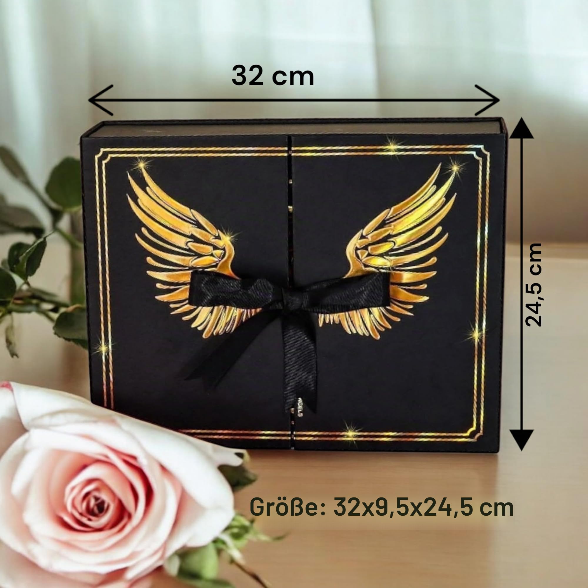 AlphaHeim® Geburtstag geschenk, Geschenkset mit Teddy, Kunstrose & Herz – Geschenkbox für Muttertag, Vatertag, Jahrestag, Valentinstag, Geschenk für Frauen, Männer Birthday Gift (Schwarz/Gold)
