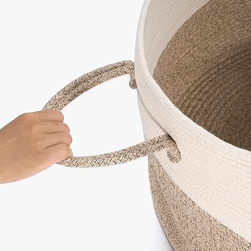 Miniatura 8 de Canasta de almacenamiento XXL para sala de estar, 21.7 x 21.7 x 13.8 pulgadas, cestas de almacenamiento de juguetes con asas, cestas grandes de