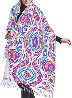 sincere Print Cashmerette Fringed Scarf for Women â€“ Soft Long Wrap Shawl, Warm Fall Winter Fashion Accessory