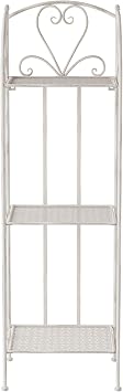 Plant Stand 3-Tier Vertical Shelf Indoor or Outdoor Folding Wrought Iron Home Garden Display with Laser Cut Shelves by Pure Garden (Antique White)