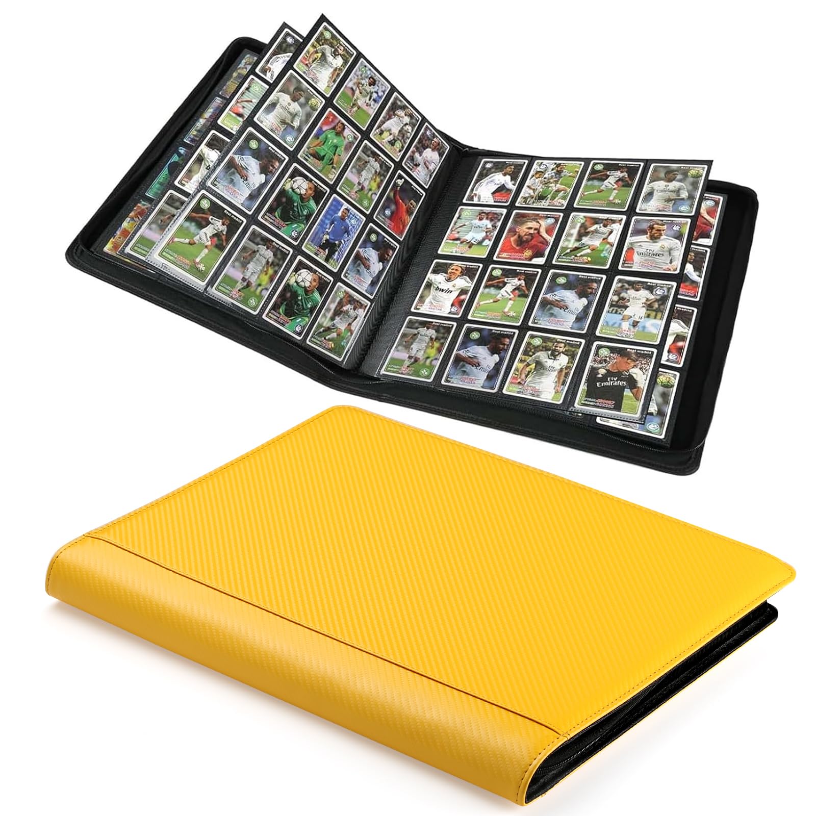 Arkeiliy Premium Ringless Trading Card Binder - 1024 Capacity, 16 Side-Loading Pockets per Page, Archival Quality Protection & Anti-Slip Spine for TCG, MTG, Sports Cards (Yellow II) — image 1