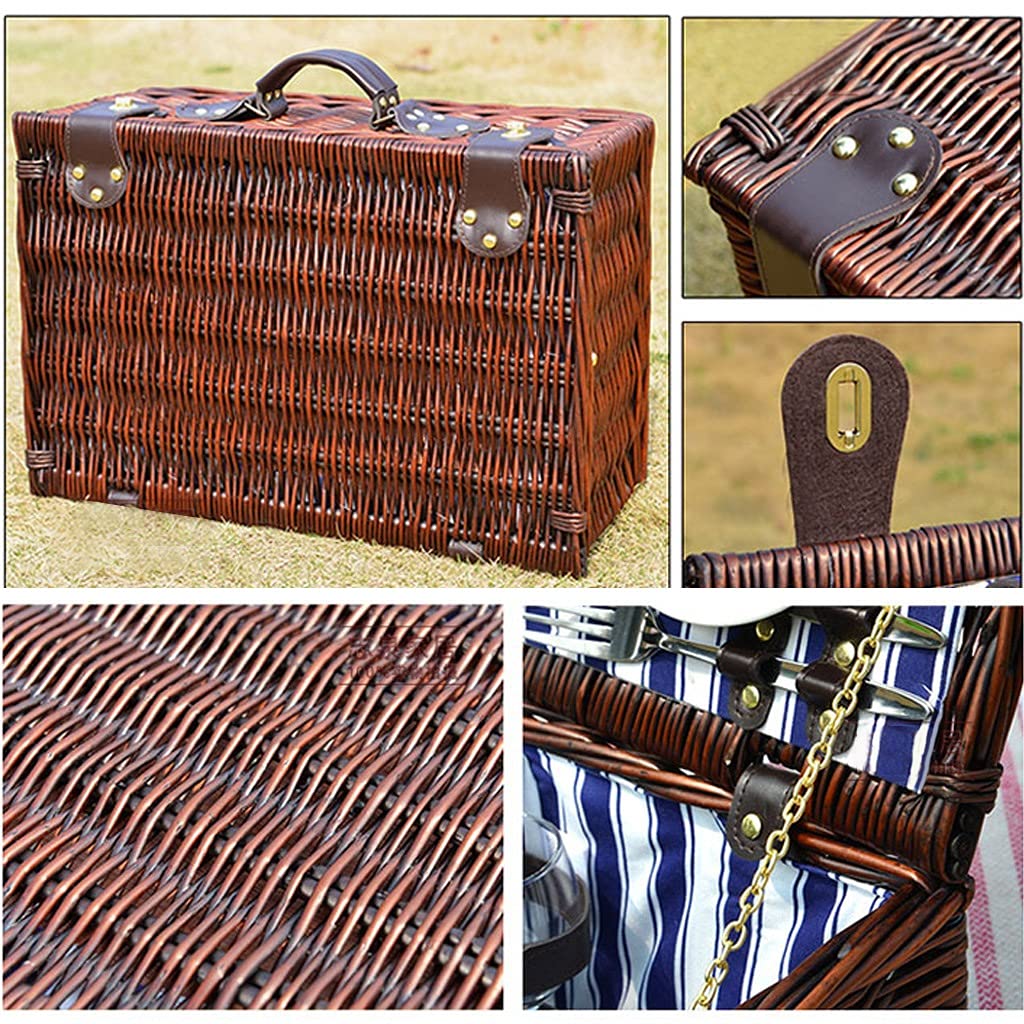 Canasta De Picnic Al Aire Libre Canasta De Almacenamiento De Vajilla para Acampar Caja De Aislamiento, Canasta De Comida De Picnic Portátil Equipo De Picnic (Color : Brown, Size : 46x31x20cm)